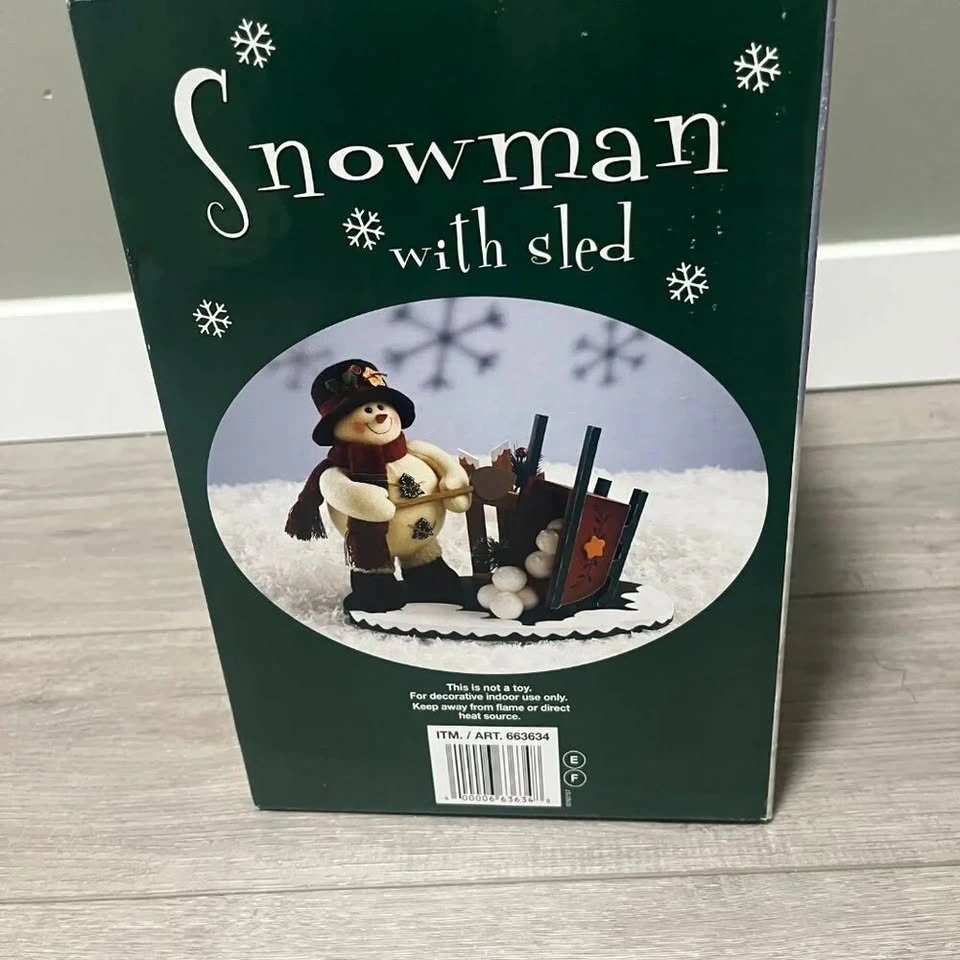BRAND NEW Costco Fabric Tabletop Snowman with Sled Decoration - photo 3