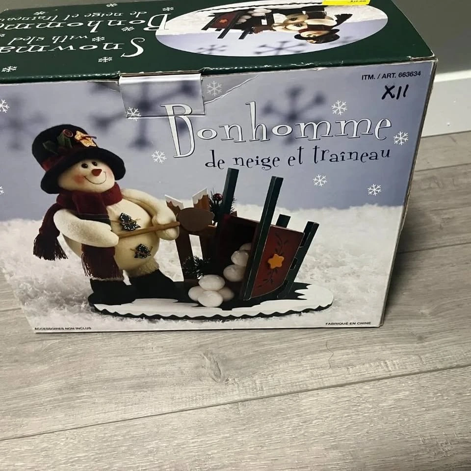 BRAND NEW Costco Fabric Tabletop Snowman with Sled Decoration - photo 4