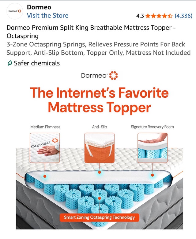Dormeo Split Head King Mattress Topper - photo 2