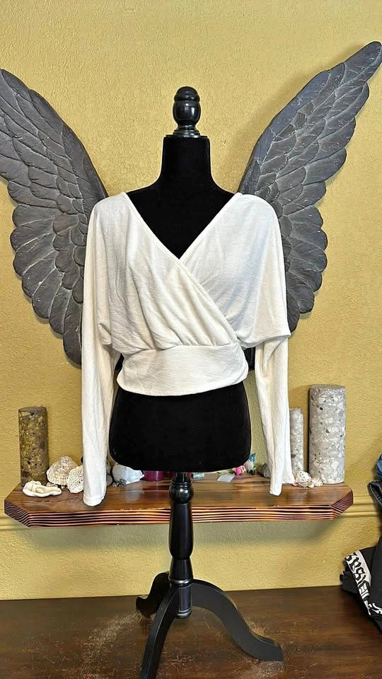 Sadie & Sage Longsleeve wrap front crop Top