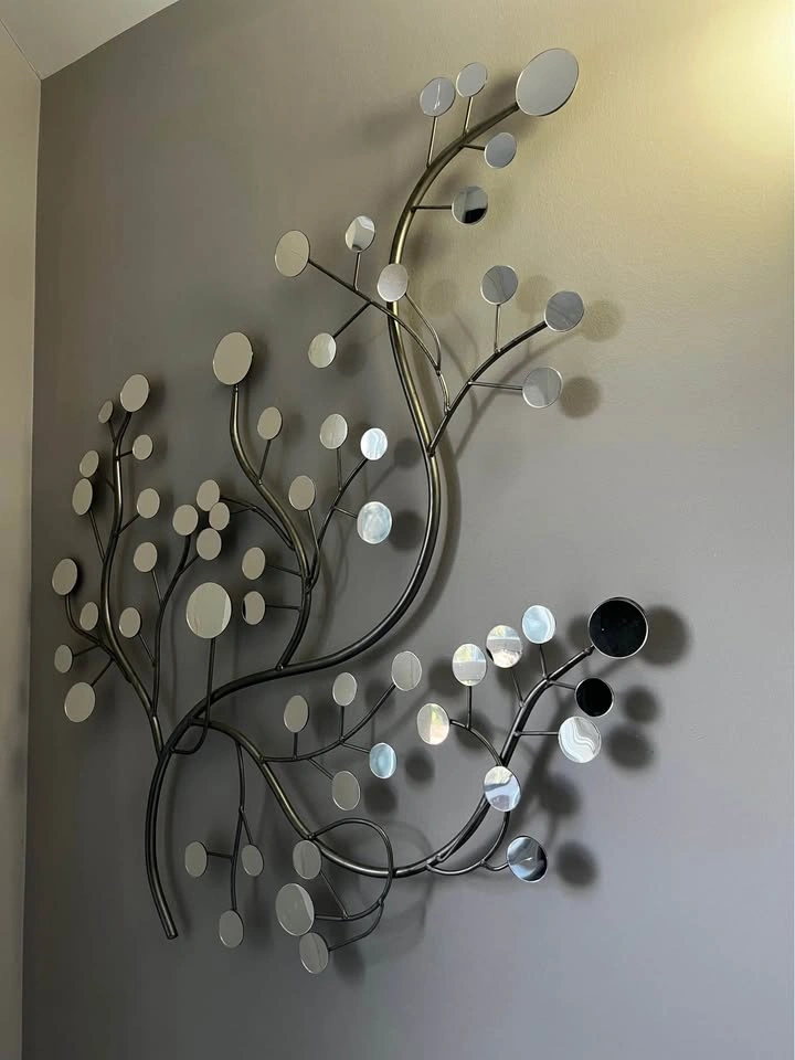 Metal Branch Wall Art with Circular Mirrors - photo 2