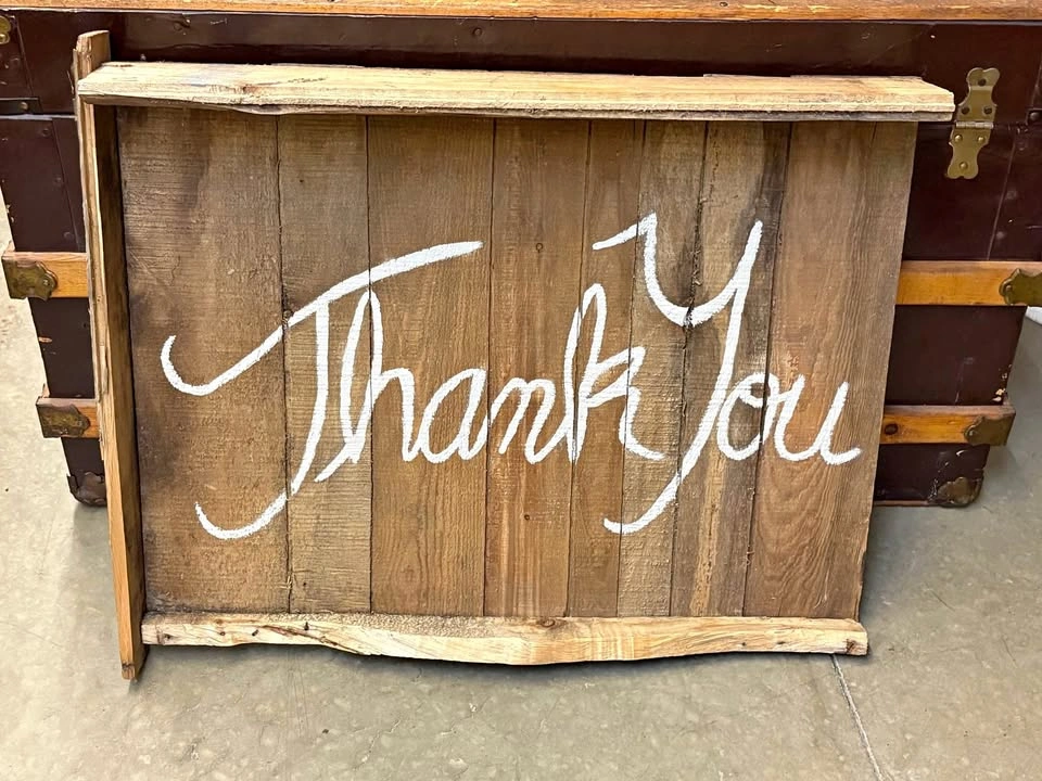 Rustic Reclaimed Wood 'Thank You' Sign