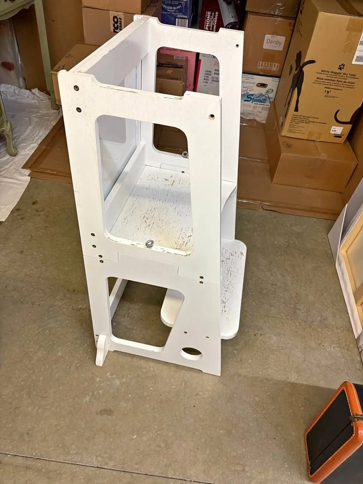 White Wooden Toddler Learning Tower with Whiteboard