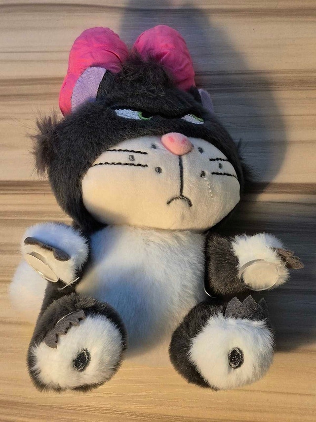 Purr-fect Grumpy Cat Plush with Pink Ribbon