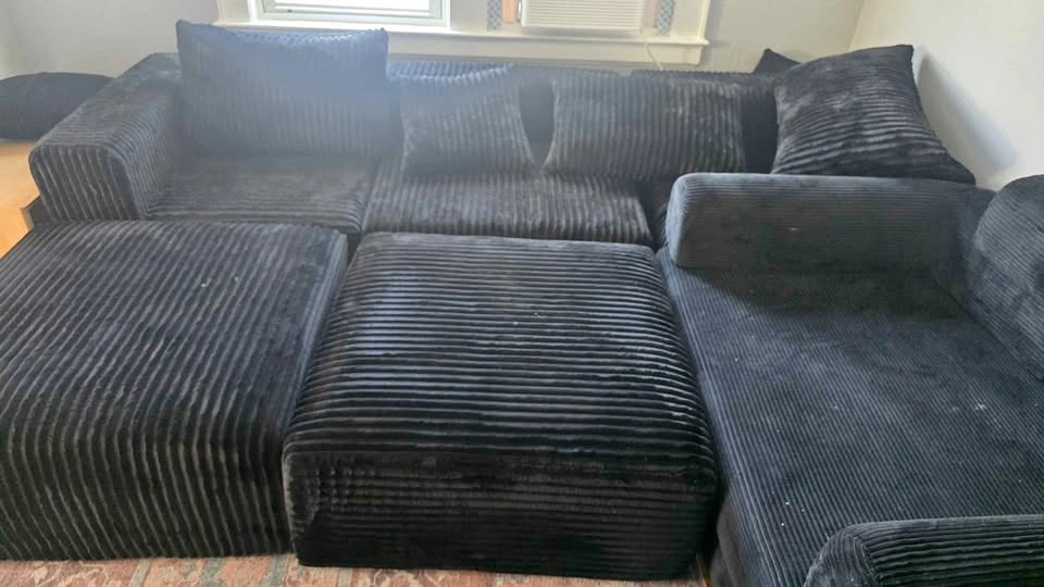 Black Corduroy Modular Sectional Sofa