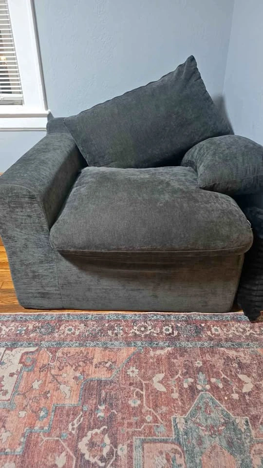 Charcoal Gray Oversized Chair and a Half