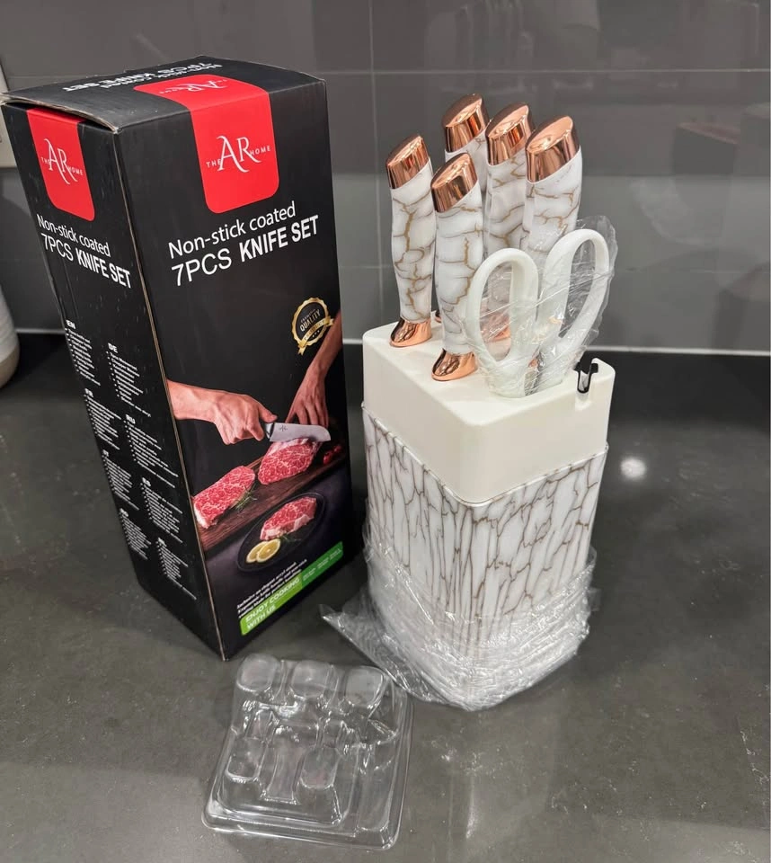 Knife Set, 7-Piece Kitchen Knife Set with Block & Sharpener - photo 2