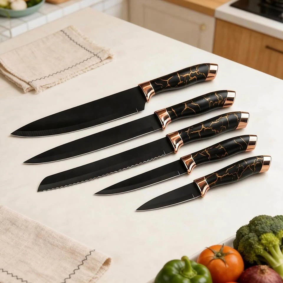 Knife Set, 7-Piece Kitchen Knife Set with Block & Sharpener - photo 3