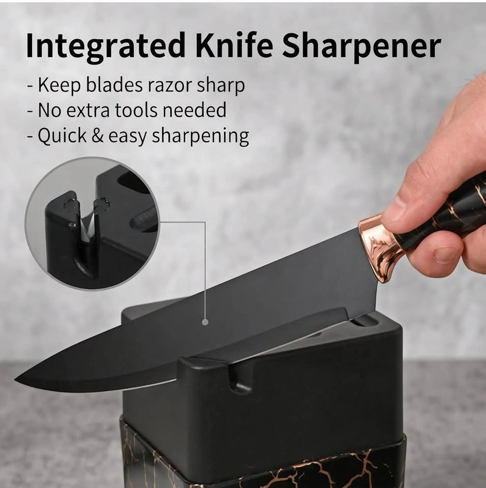 Knife Set, 7-Piece Kitchen Knife Set with Block & Sharpener - photo 4