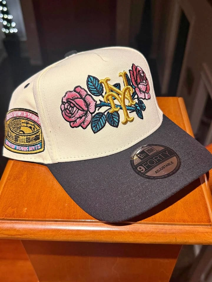 New York Mets Rose Embroidery Adjustable Hat