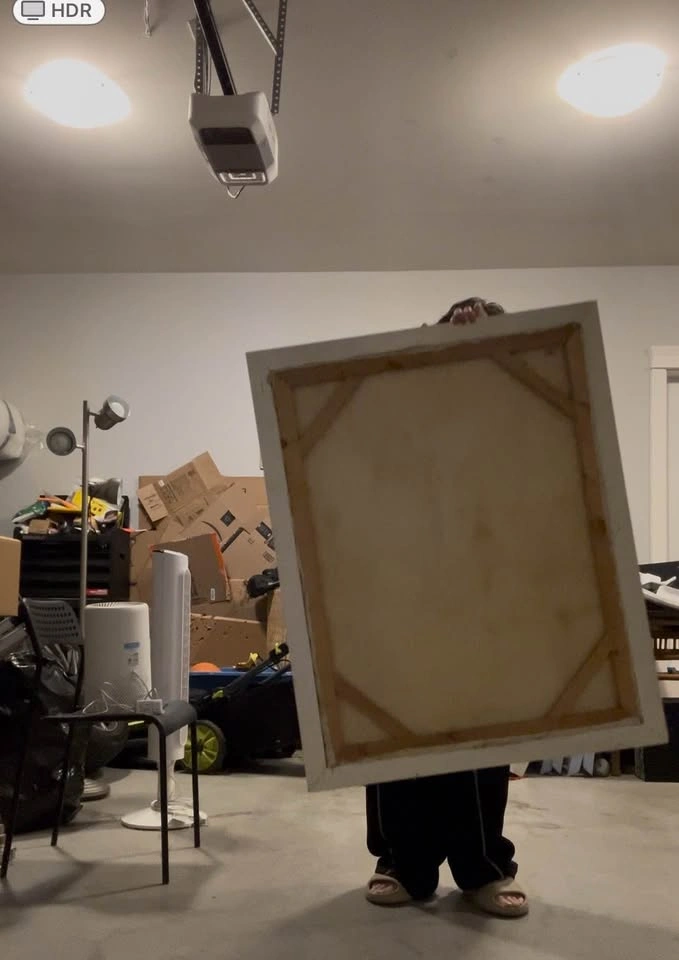 Big vintage abstract painting + frame for house decor - photo 2