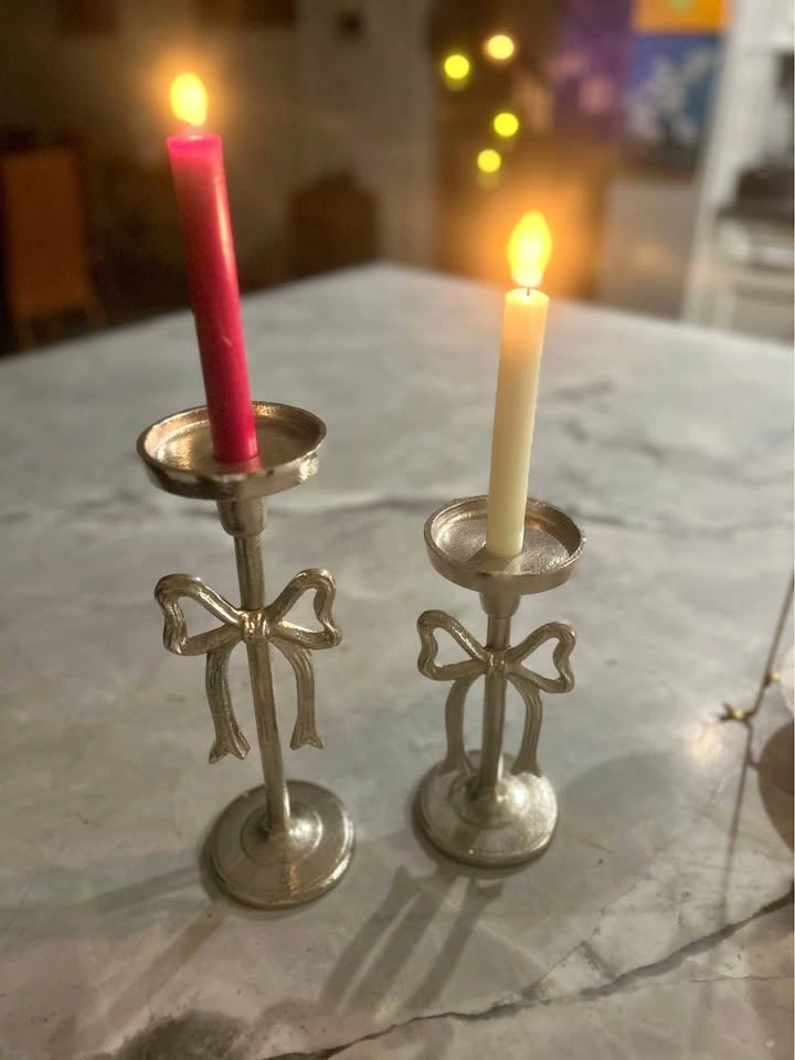 Bow tie Christmas mad candle holder + free candle