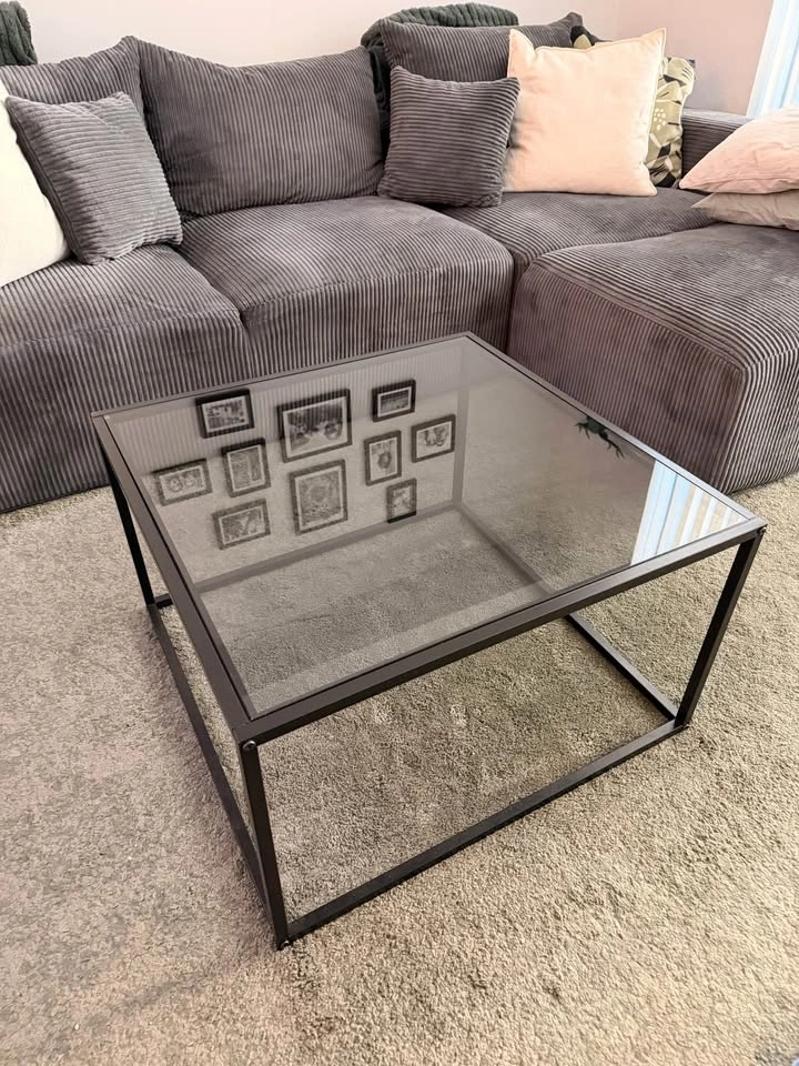 Modern Black Metal & Glass Coffee Table - photo 2