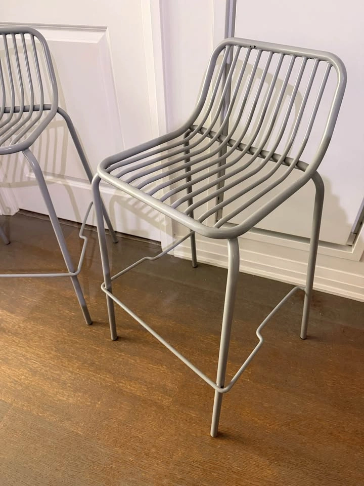 Set of 2 Modern Grey Metal Counter-Height Stools – 26” Seat - photo 2