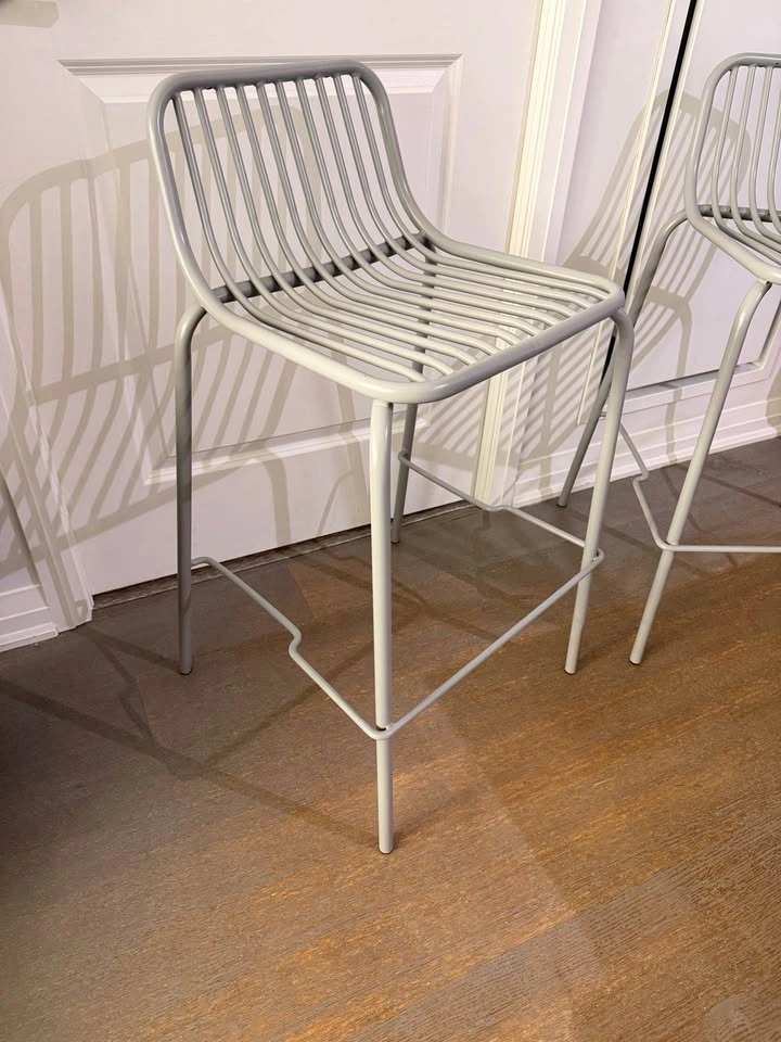Set of 2 Modern Grey Metal Counter-Height Stools – 26” Seat - photo 3