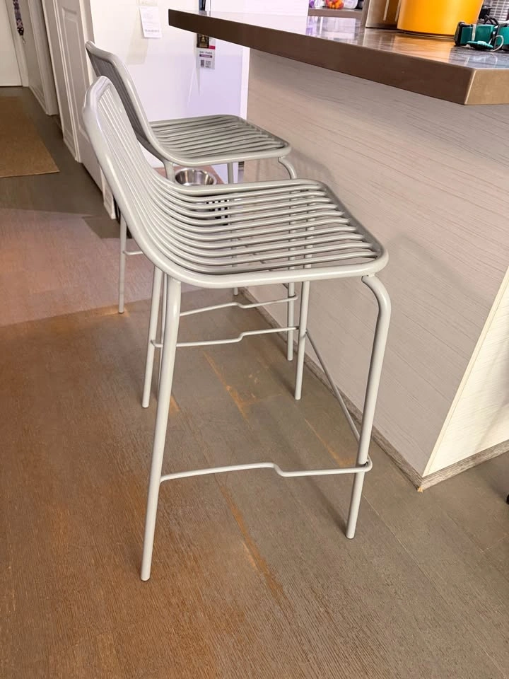 Set of 2 Modern Grey Metal Counter-Height Stools – 26” Seat - photo 4
