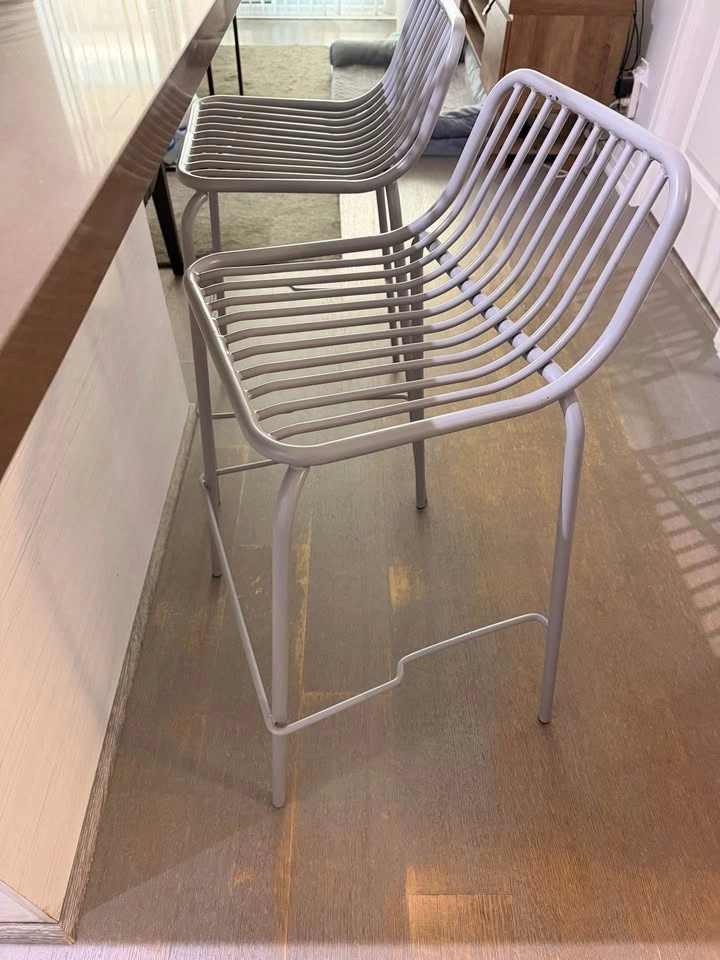 Set of 2 Modern Grey Metal Counter-Height Stools – 26” Seat - photo 5