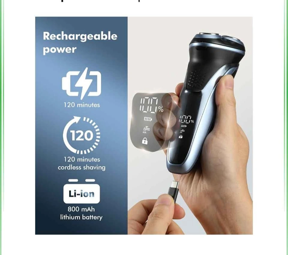 Cordless Electric Shaver Rotary Razor with LED Display - photo 5