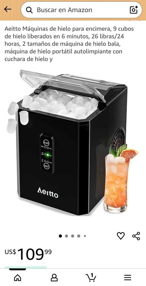 Aeitto Portable Ice Maker Machine 9 Cubes 6 Min