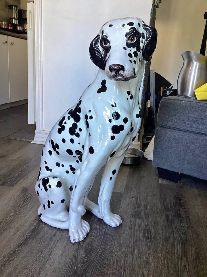 Vintage Mid-Century Italian Ceramic Dalmatian Floor Statue – 28"