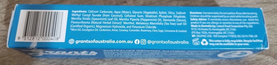 Organic/Natural Toothpaste Auromère and Grants from Australia - photo 3
