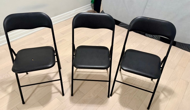 Black Padded Vinyl Folding Chairs - Set of 3