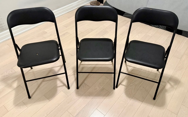 Black Padded Vinyl Folding Chairs - Set of 3 - photo 2
