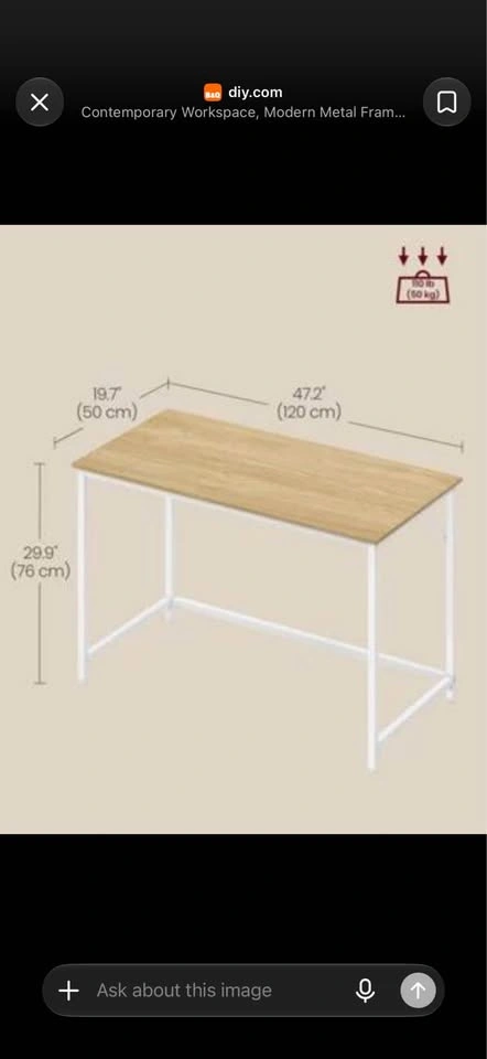Brand New - Light Oak/ Maple 47.2” Computer Desk - photo 3