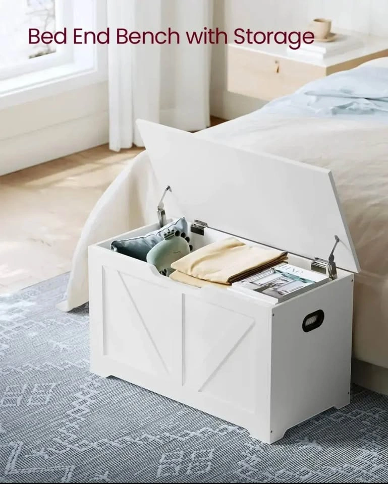 White Farmhouse style storage bench - BRAND NEW (4 pcs left) - photo 4