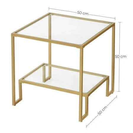 Brand new 2 tier end table - Gold with glass - photo 4