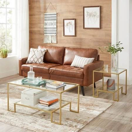 Brand new 2 tier end table - Gold with glass - photo 5