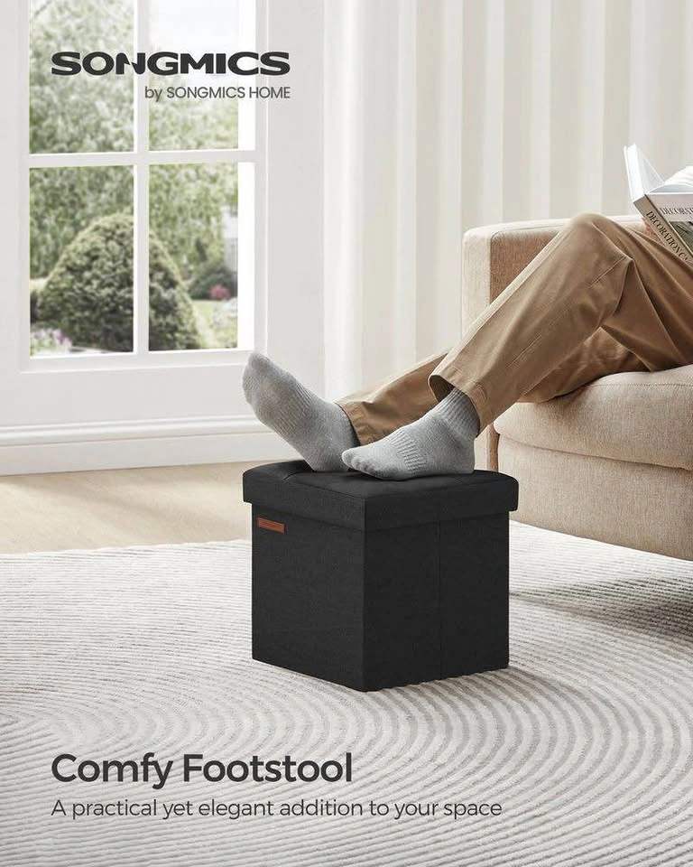 Folding storage ottoman- Black - photo 3