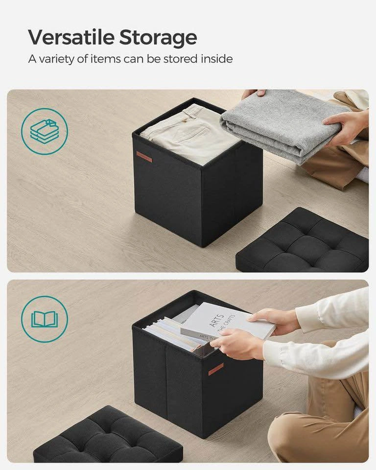 Folding storage ottoman- Black - photo 5