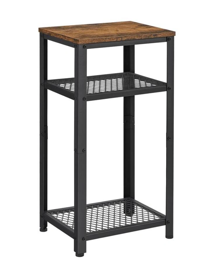 3-Tier Industrial End Table – Rustic Brown & Black - photo 2