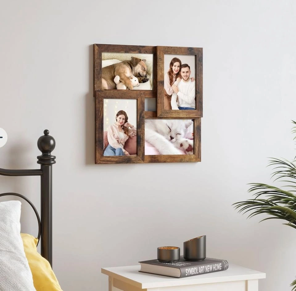 4-Photo Collage Picture Frame – Rustic Brown - photo 3