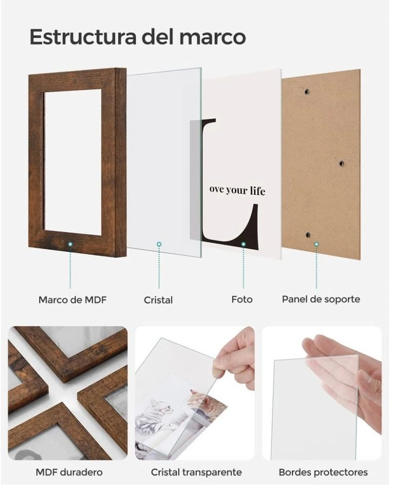 12-Photo Collage Picture Frame – Rustic Brown - photo 3