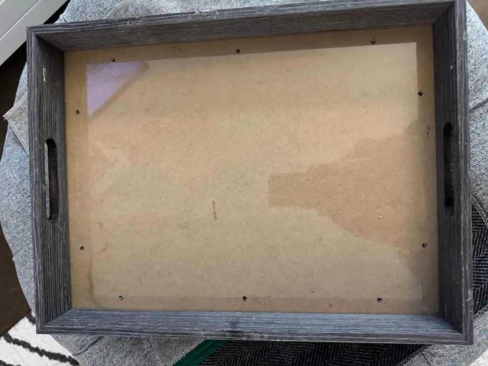 Grey painted wooden tray - decorative and functional image indicator(2)