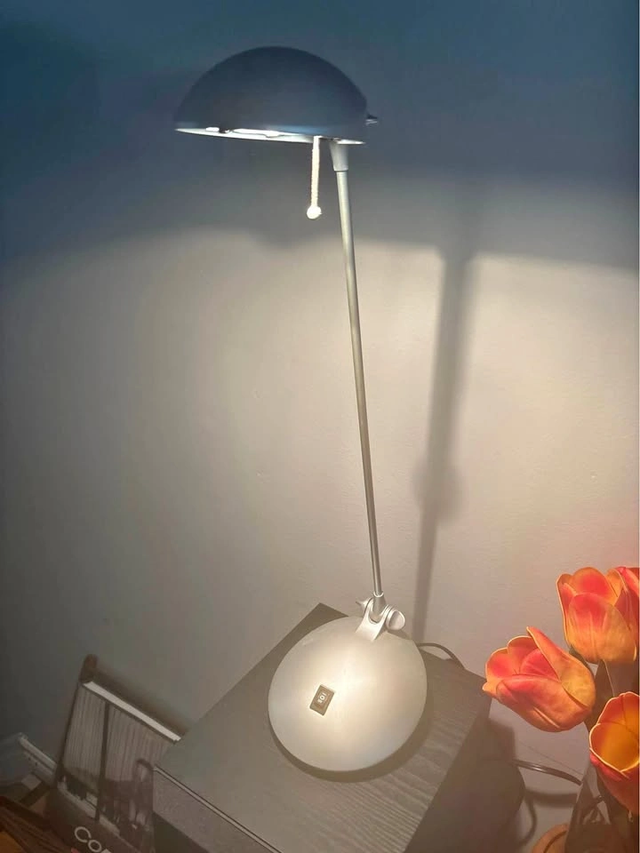 Vintage Y2K Minimalist Halogen Silver Desk Lamp