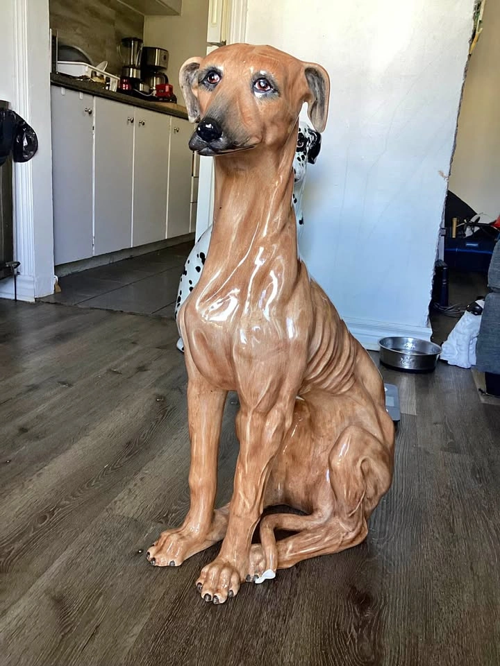 Vintage Mid-Century Italian Ceramic Greyhound Statue – 28"