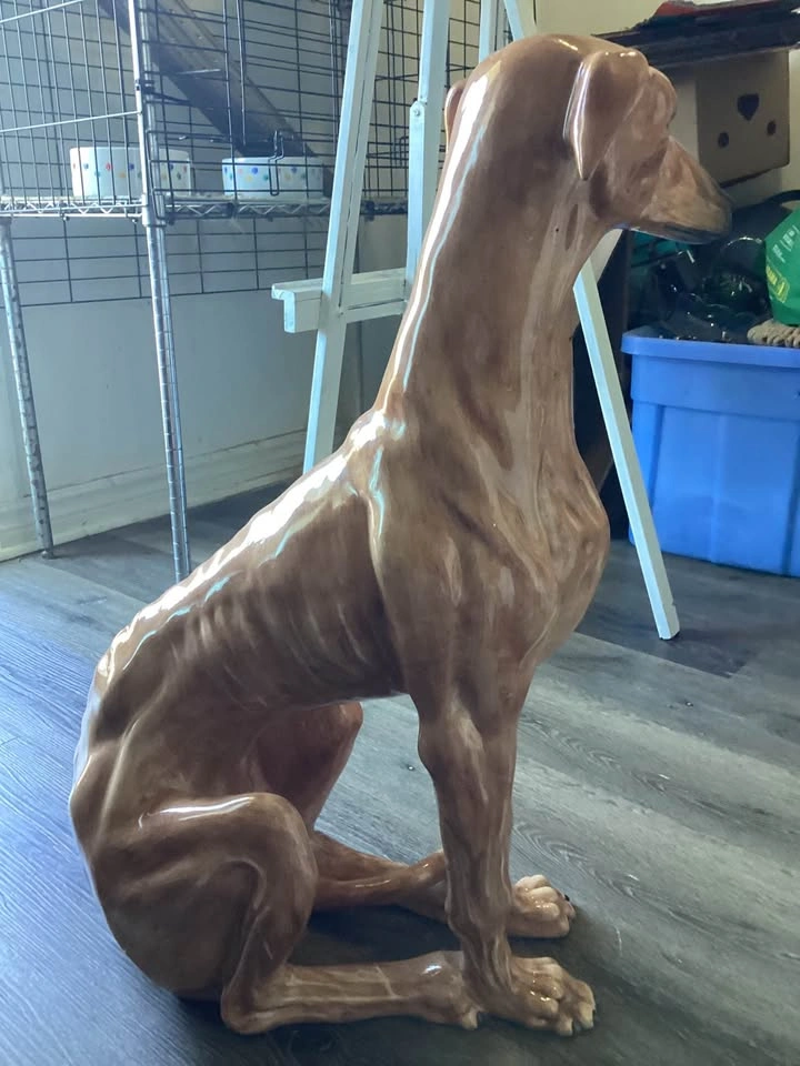Vintage Mid-Century Italian Ceramic Greyhound Statue – 28" - photo 2