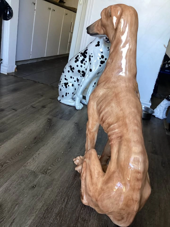 Vintage Mid-Century Italian Ceramic Greyhound Statue – 28" - photo 3