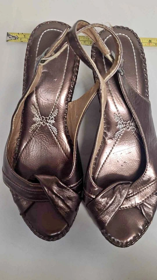 Metallic Bronze Wedge Sandals Size 38
