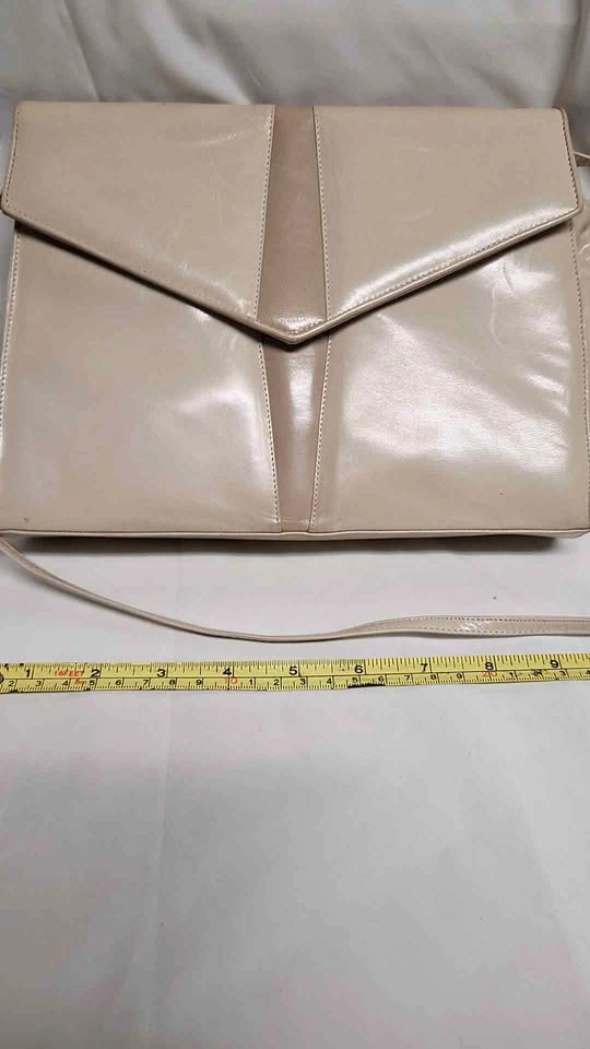Vintage Beige Leather Shoulder Bag - Made in Italy