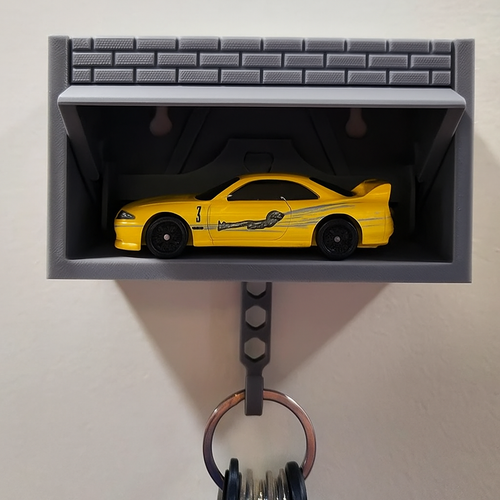 Wall Mounted Hotwheels & Matchbox Brick Garage Key holder, Gray