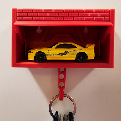 Red Wall Mounted Hotwheels & Matchbox Garage Key Holder