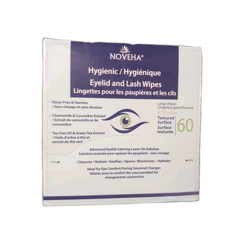 NOVEHA 60PCs Daily Hygienic Eyelid & Lash Wipes
