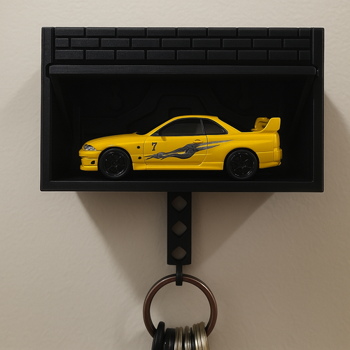 Wall Mounted Hotwheels & Matchbox Brick Garage Key holder Black