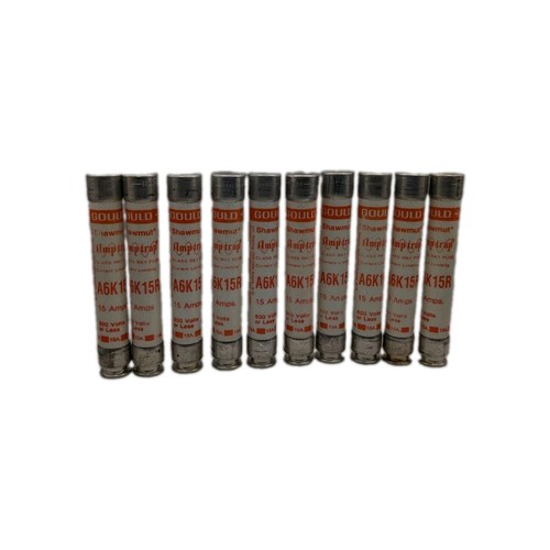 Lot of 10 Gould Shawmut Amp-Trap A6K15R Fuse 15 Amp 600V AC