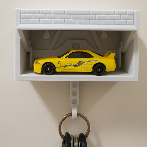 Wall Mounted Hotwheels & Matchbox Brick Garage Key holder, White