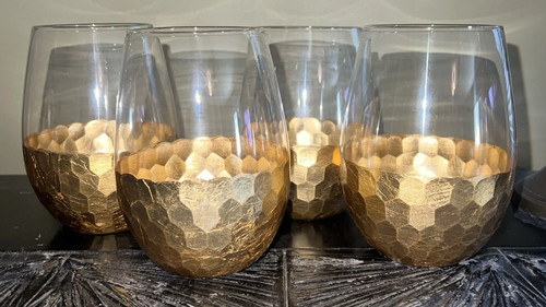 Fitz and Floyd Daphne Stemless Wine Glasses 5” 20oz Set of 4 - photo 3